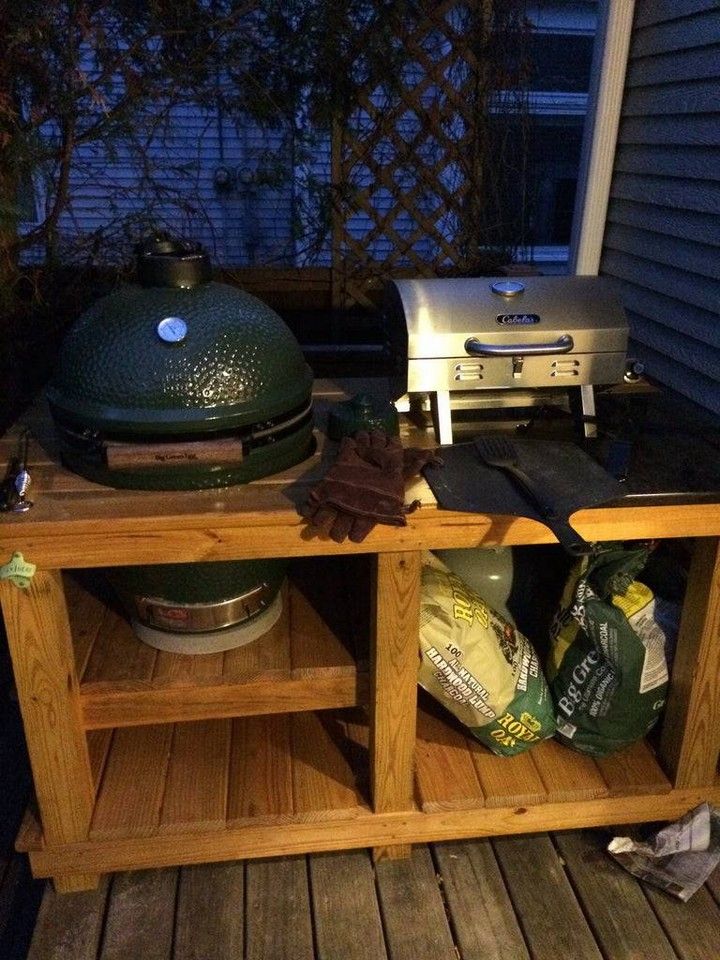 Big Green Egg And Gas Grill Table DIY