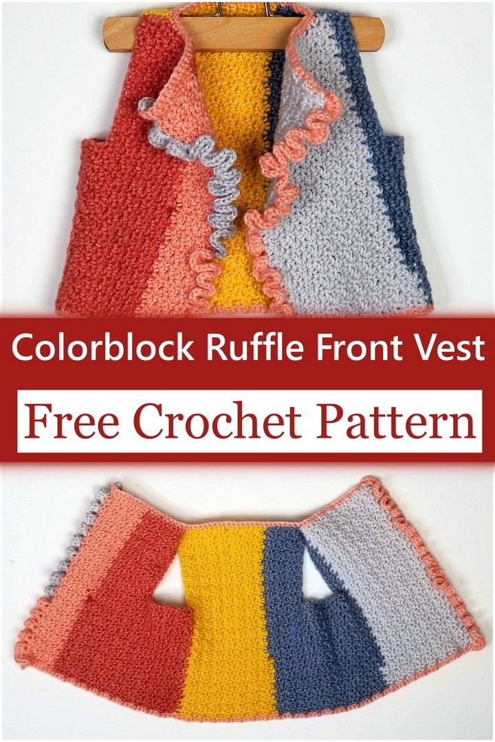 Colorblock Ruffle Front Vest