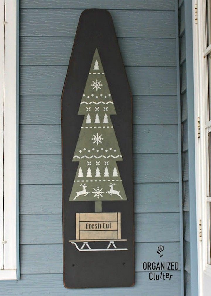 Create An Amazing Sweater Tree Sign On A Vintage Ironing Board
