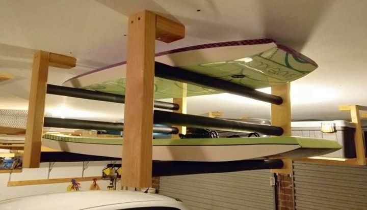 DIY Ceiling Mounted Bodyboard And Surfboard Storage Rack