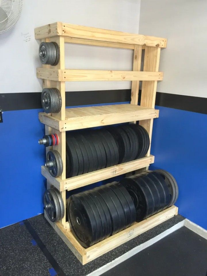 DIY Custom Garage Gym Weights Rack