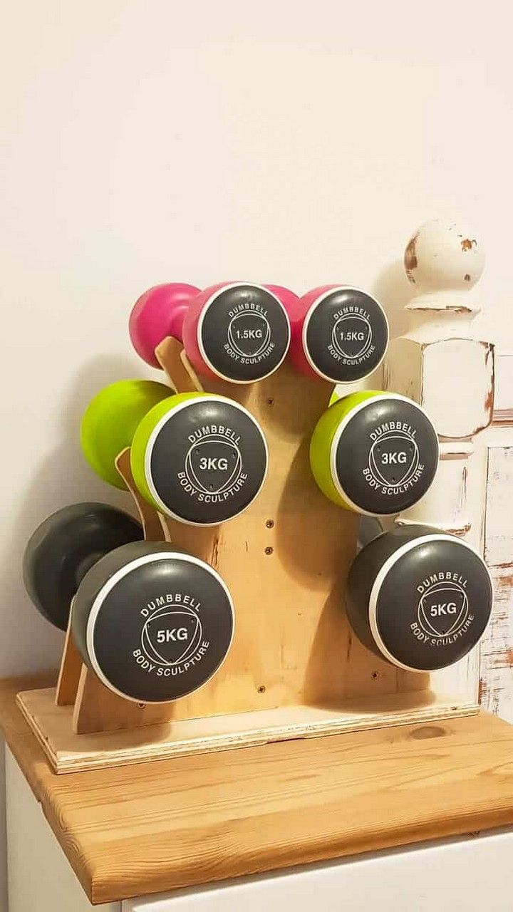 DIY Dumbbell Rack Wooden Tree