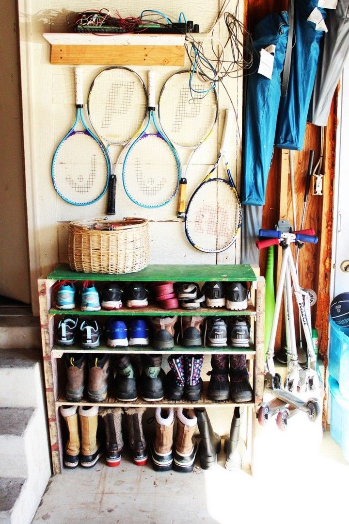 DIY Garage Shoe Storage