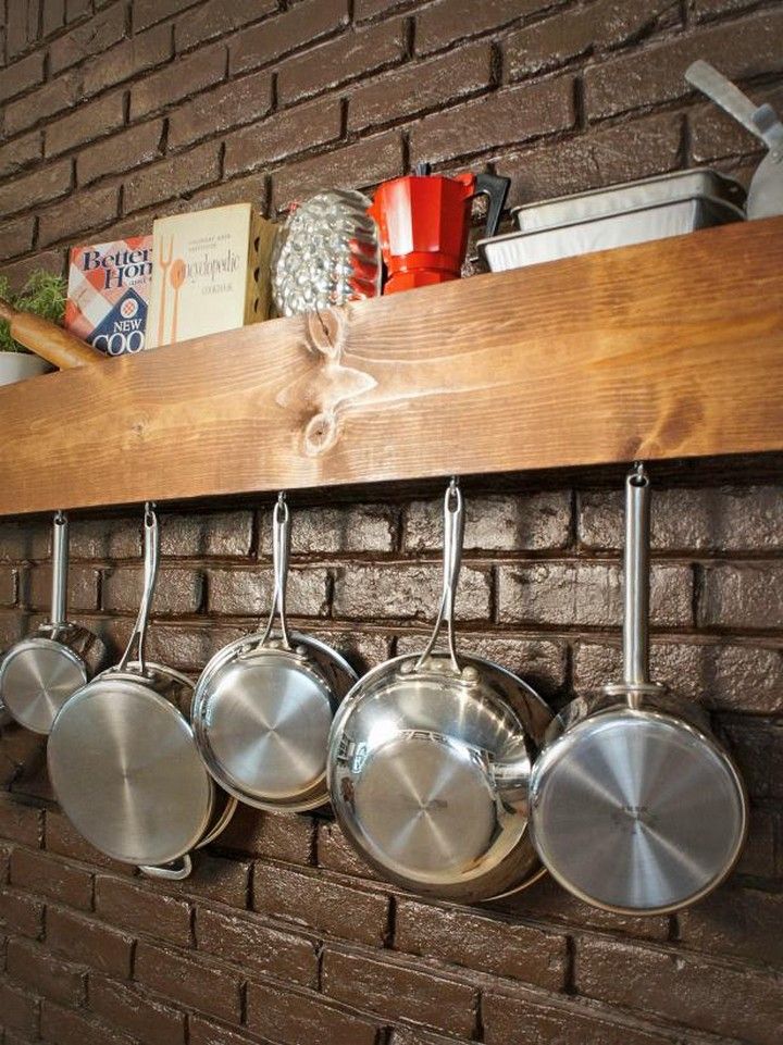 DIY Kitchen Storage Shelf And Pot Rack