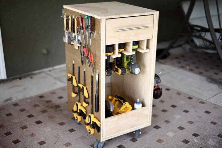 Mobile Tool Cart with Pegboard