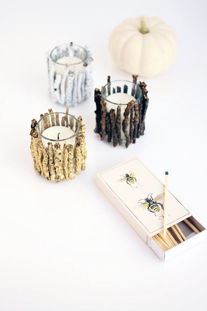 DIY Twig Votive Candle Holders