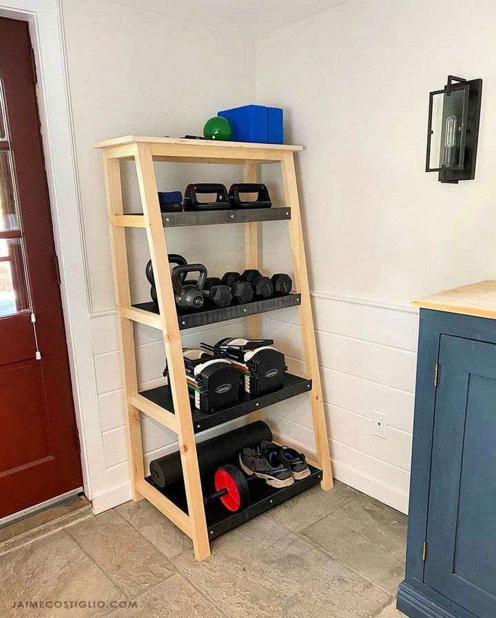 DIY Weight Storage Shelf With Plan