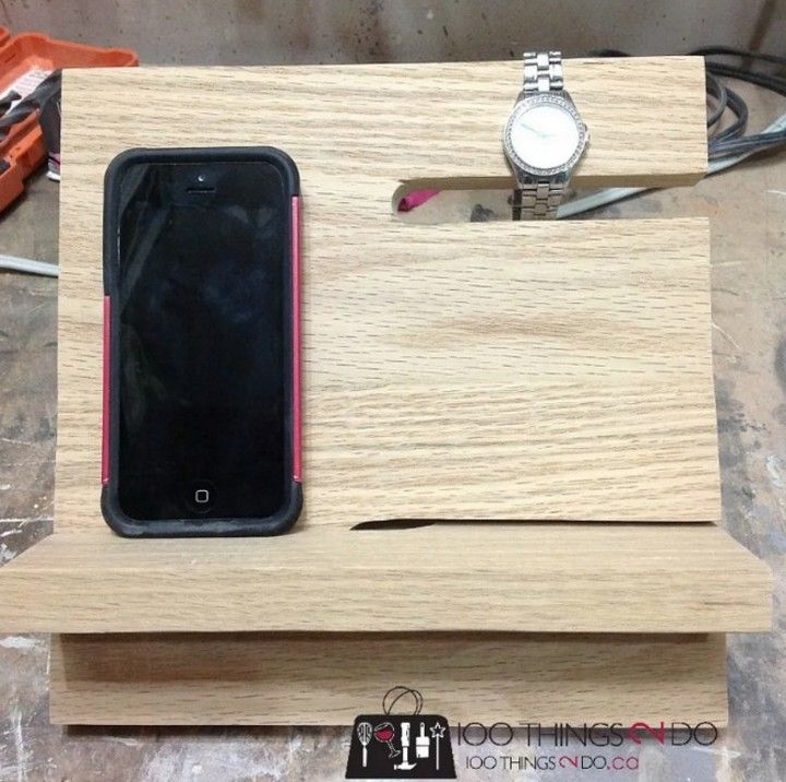 DIY Wood iPhone Stand Nightstand Valet