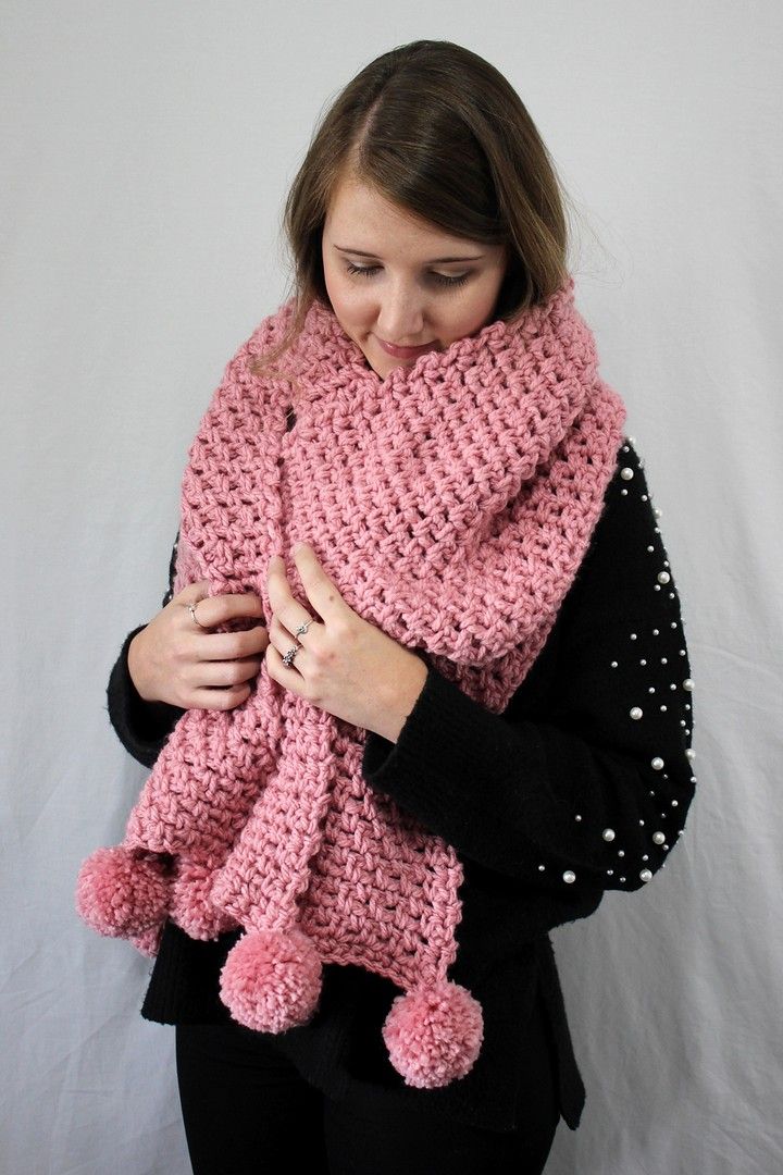 Moss Stitch Marshmallow Scarf