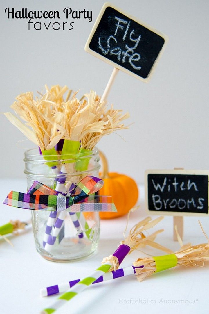 Paper Straw Witch Brooms