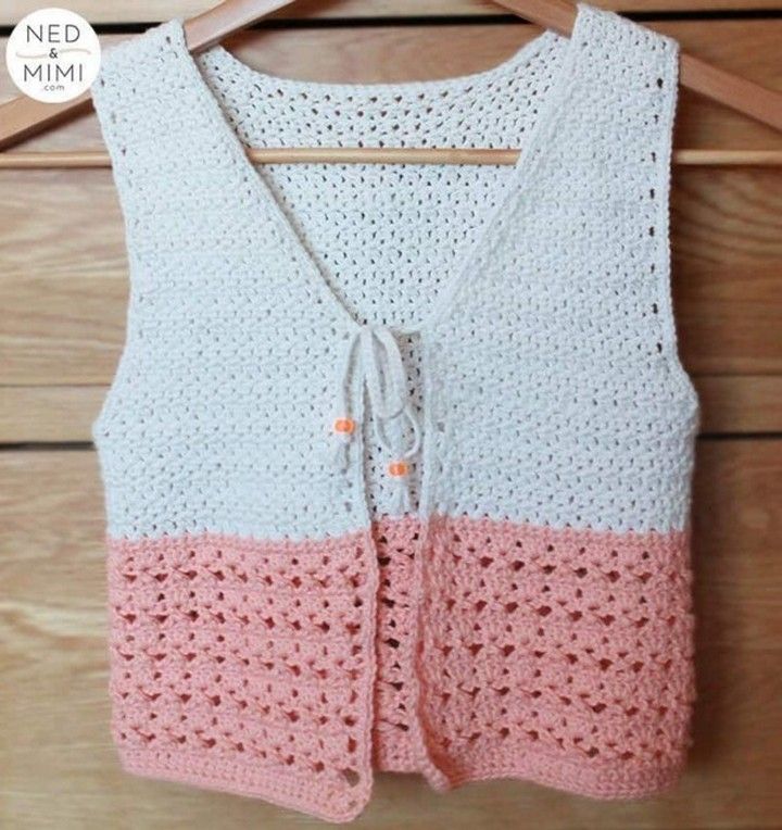 Peaches And Cream Crochet Child Vest