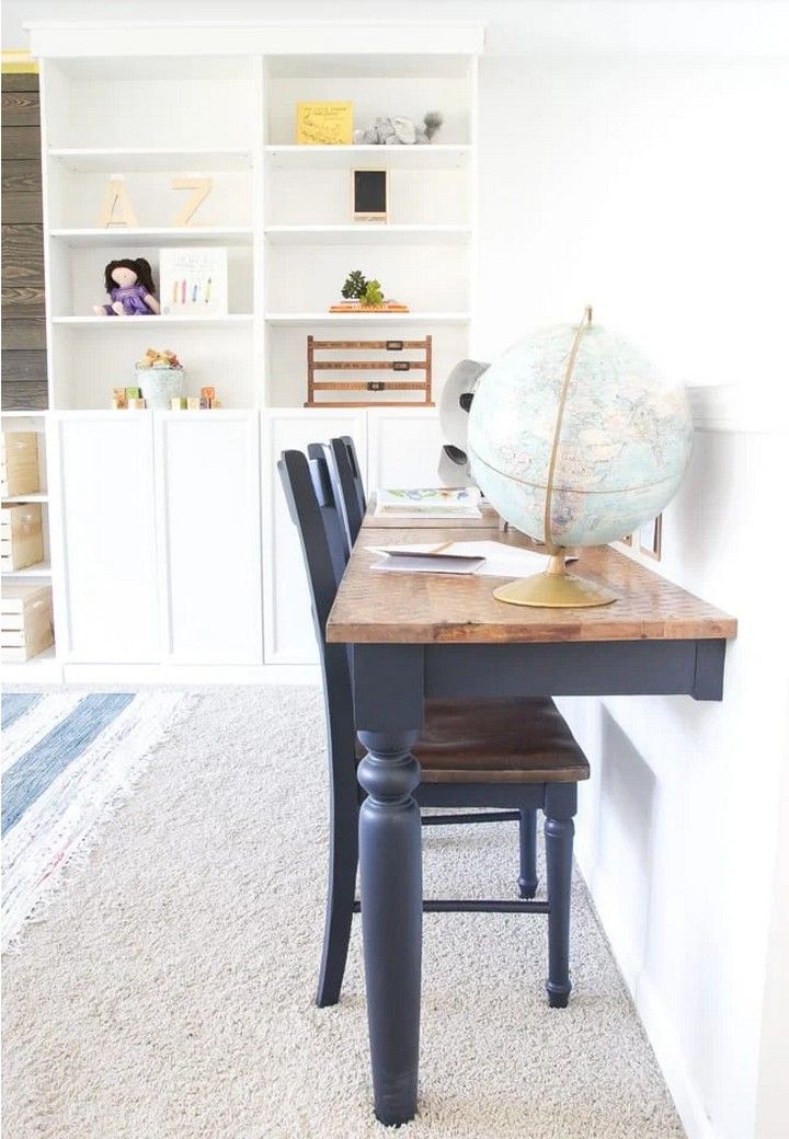 Repurposed Kitchen Table Wall Mounted Desks