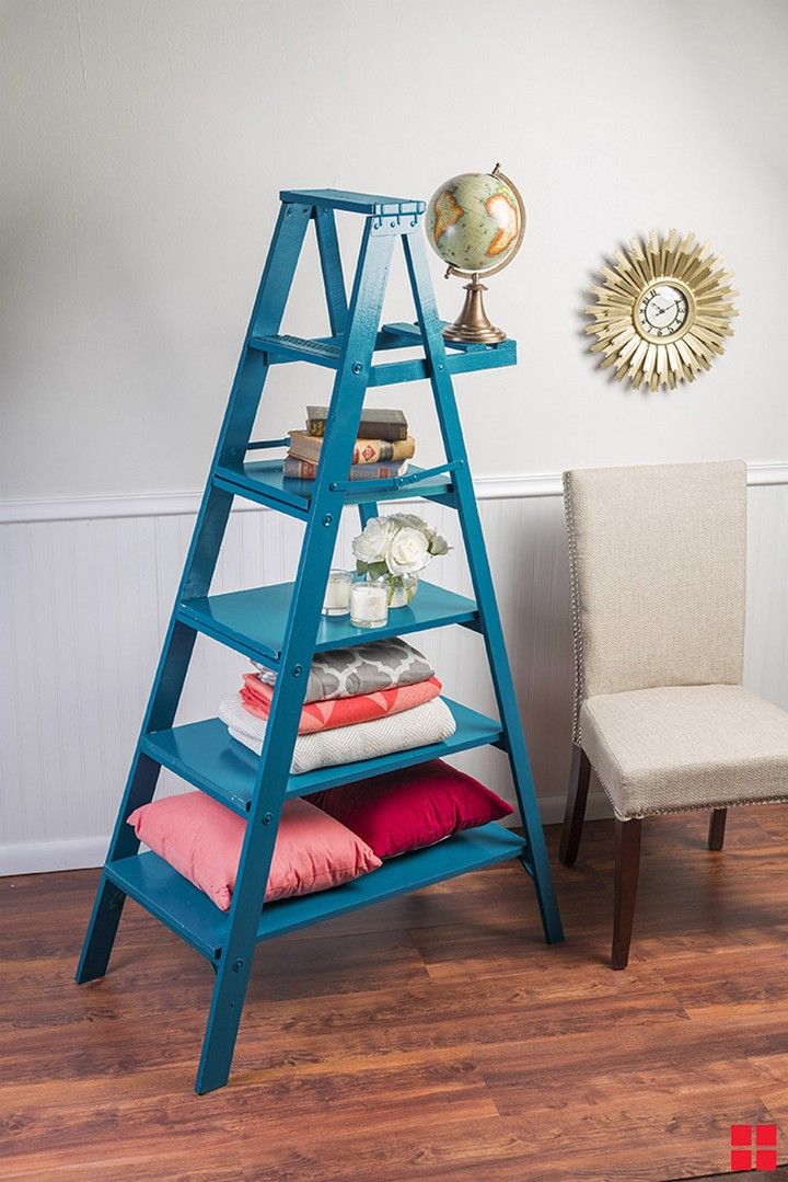 Spray Painted Ladder Shelf