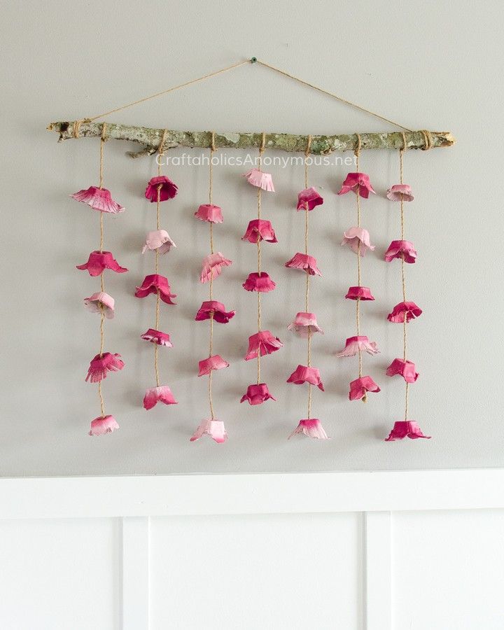 Boho Flower Wall Hanging Made From Egg Cartons