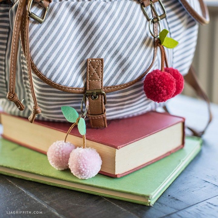 Cherry Pom-pom Keychains