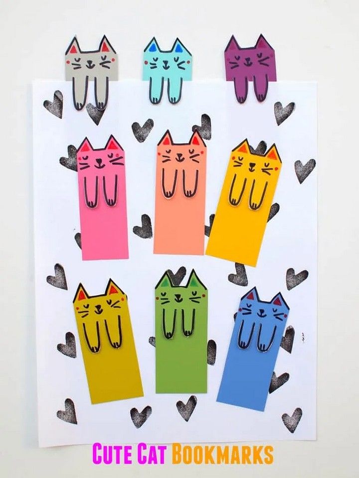 Cute Cat Bookmarks From Paint Chips