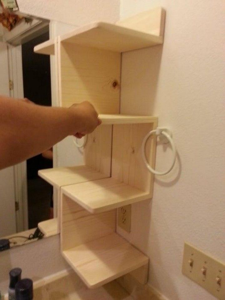DIY Corner Shelf For Bathroom