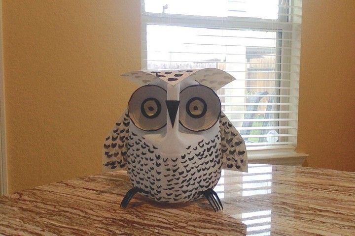 DIY Milk Jug Snow Owl