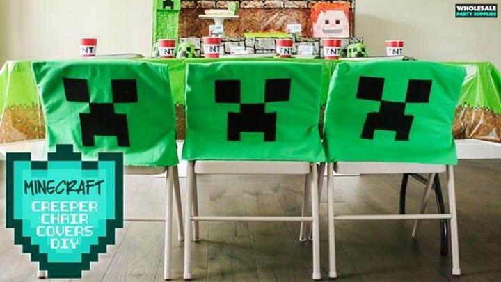 DIY No-Sew Minecraft Creeper Chair Covers
