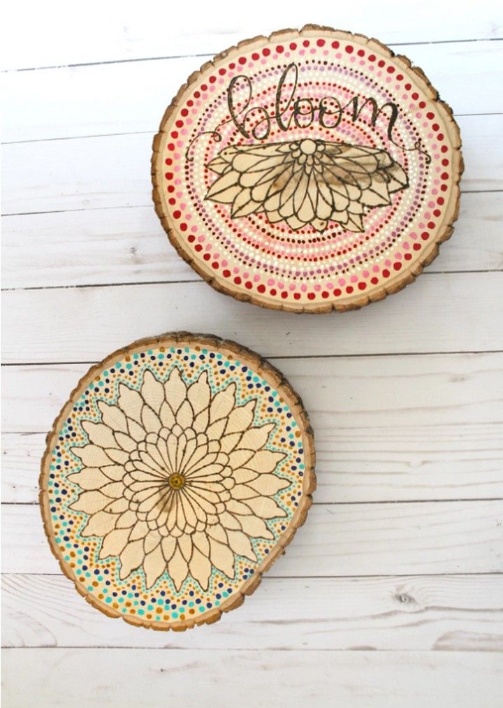 DIY Wood Burned Mandalas