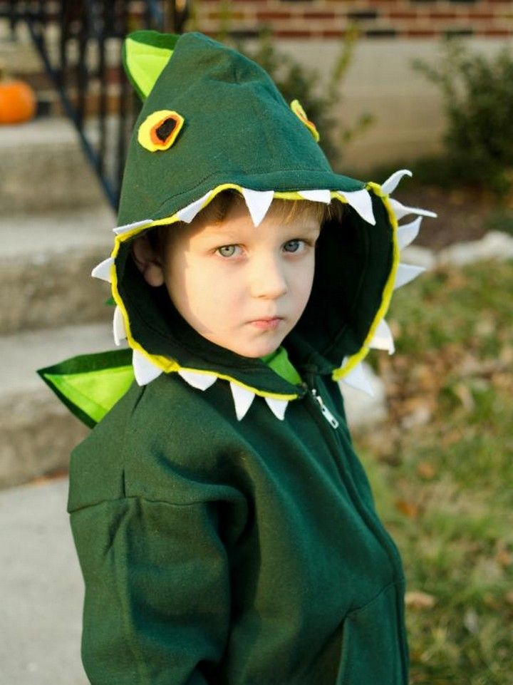 Make A Kid's Dinosaur Costume From A Zip-up Hoodie