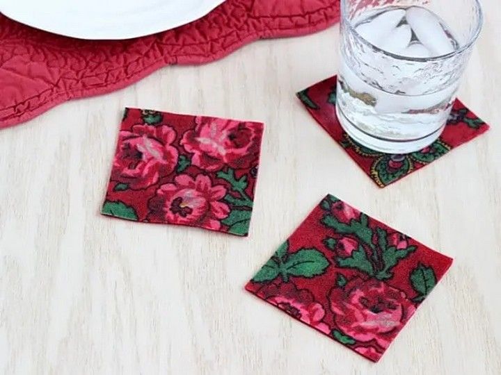 No-Sew Fabric Coasters