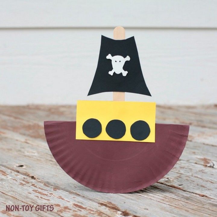 Paper Plate Pirate Boat Craft