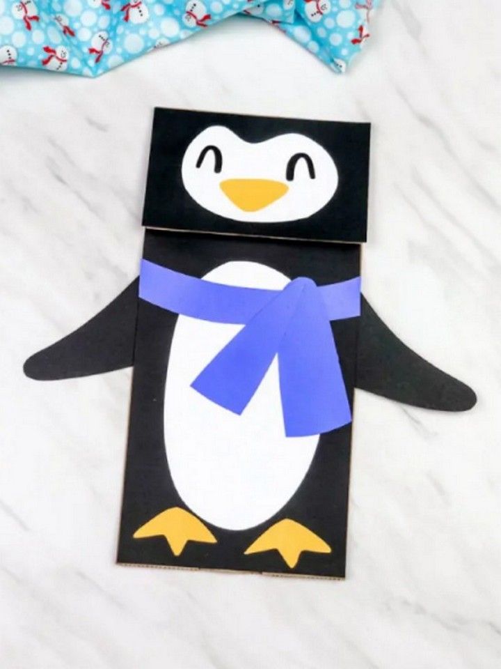 Penguin Paper Bag Puppet