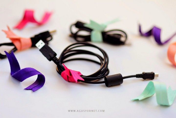 Ribbon Twist Ties Ordenando Cables