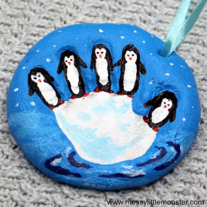 Salt Dough Handprint Penguin Ornament
