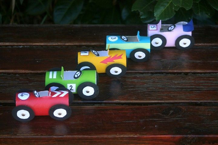 Toilet Paper Roll Race Cars