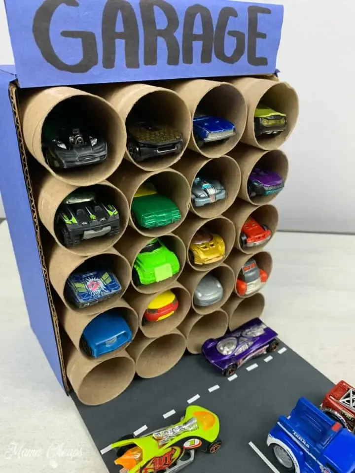 Toilet Paper Tube Toy Car Garage