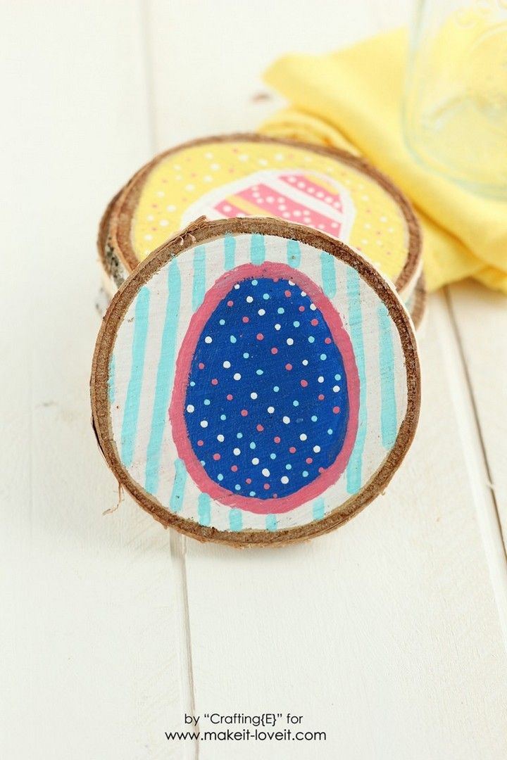 Wood Slice Easter Egg Coasters