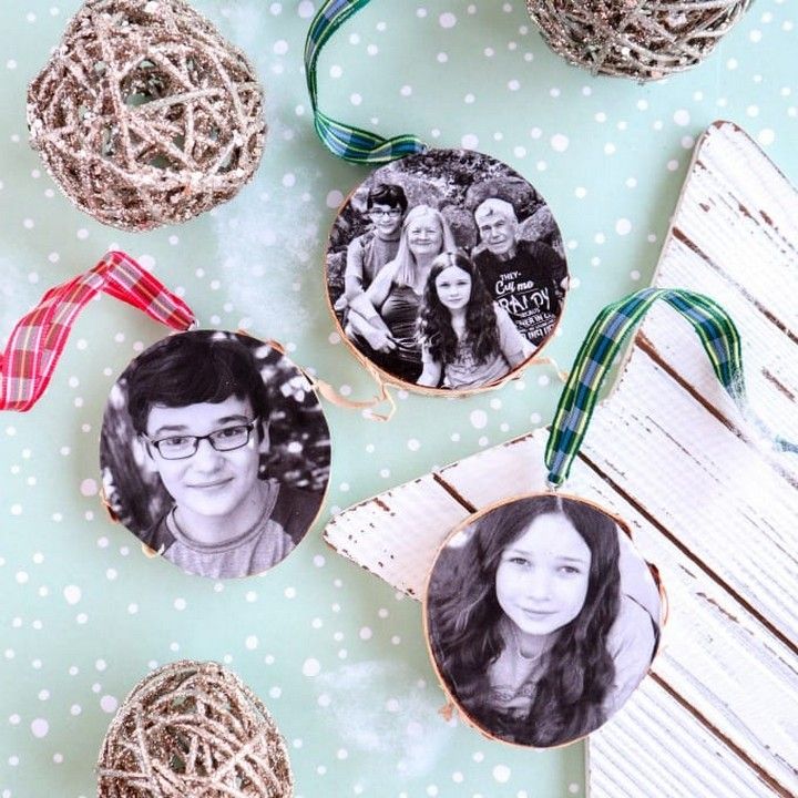 Wood Slice Photo Ornaments